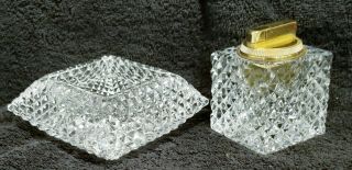 Gorgeous Sparkling Vintage W German Crystal Lighter Ashtray Set