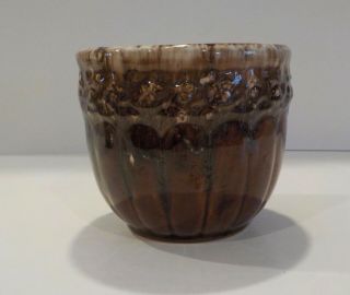 Vintage Nelson Mccoy Arts & Crafts Pottery Small 1920s Brown Onyx Jardiniere 40