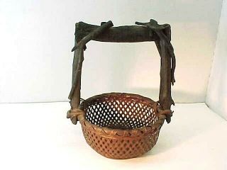 Fabulous Vintage Japanese Bamboo Basket Flower Vase Ikebana Arrangement