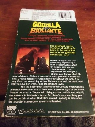 Godzilla Vs.  Biollante (VHS,  1992) Rare HBO 2