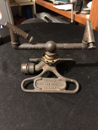 Vintage Rain King Rare Old Model Cast Iron Sprinkler Chicago Flexible Shaft
