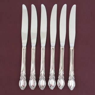 Wm A Rogers Park Lane Set Of 6 Dinner Knives Silverplate Chatelaine Dowry Knife