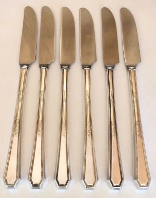 1923 Wm Rogers & Son Mayfair Pattern Silverplate 8 5/8 " Grille Knives Set Of 6