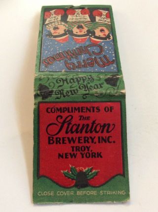 Rare Stanton Beer Merry Christmas Happy Year NY.  Feature Matchbook Missing 3 2
