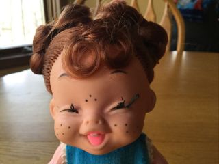 Vintage 1960s Evergreen Freckled Face Doll Made in Hong Kong Clothing 2