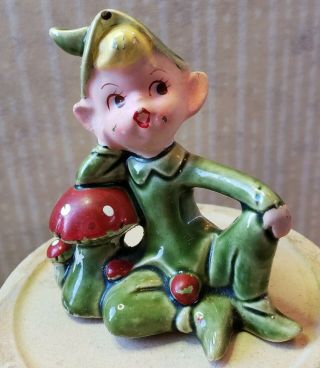 Vintage Pixie Elf & Toadstool 1950s 3 1/2” Porcelain Figurine Rare 4193