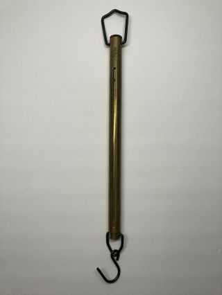 Antique Salter Brass Cylinder Pull Scale W/hook 0 - 100 Troy Ounce Measurement