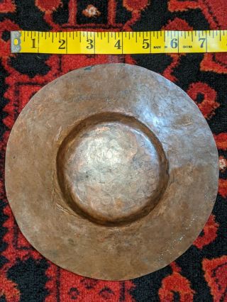 Antique Middle Eastern Hand Hammered Engraved Copper Dish Plate Charger 7 1/4” 2