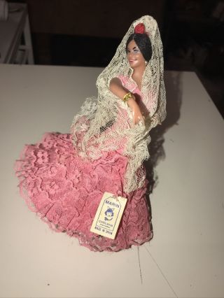 Rare Marin Chiclana Espana 8 " Doll Spanish Pink Dress Vintage