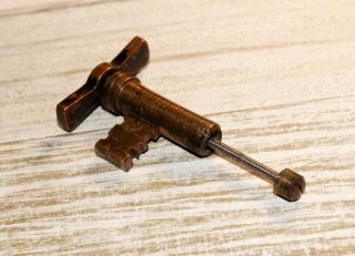 Vtg Antique Brass Bronze Corbin Lock Co.  Adjustable Pocket Door Extendable Key 3