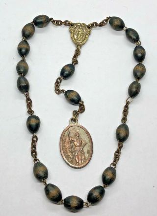 † Nun Early 1900s Antique Wooden Beads - St Joan Of Arc Chaplet †