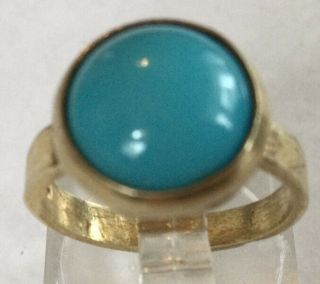 Gorgeous Rare Vintage Gold Over Sterling Silver 925 Turquoise Ring Sz 5.  75 Ax36