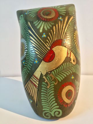 Rare Large Vintage Mexico Mexican Tonala Pottery Folk Art Owl Handpainted 9”