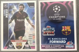 Topps Match Attax Uefa Champions League 2018/19 Messi Exclusive Ultra Rare Card