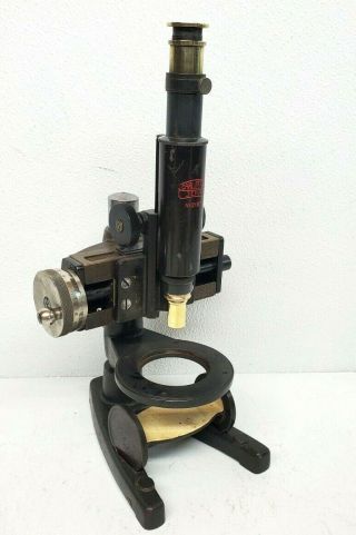 Rare Antique Carl Zeiss Jena Microscope No.  2185 Brass Lens Clear Optics X Axis