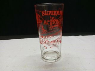 Rare Superman In Action Vtg 1964 Jelly Jar Or Drinking Promo Glass.