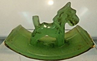 Vintage Green Jade Jadeite Dog On Rocker Base