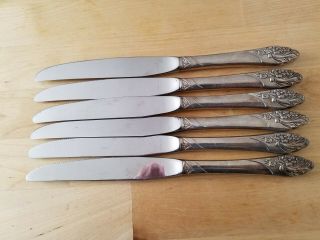 6 Antique,  Vintage Collectible Knives,  9.  25 " Silver Plate - Hollow Handle