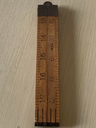 Antique No.  61 Brass And Wood 24 " Ruler No.  61