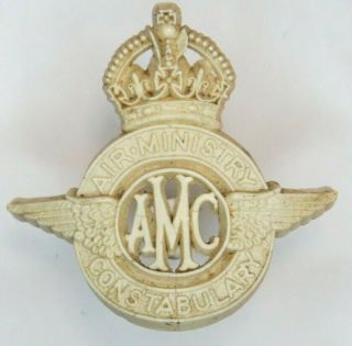 Ww2 Air Ministry Constabulary Cap Badge Plastic / Bakelite Kc Rare Vgc