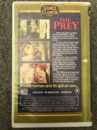 The Prey vhs video classics horror cult rare slasher 2