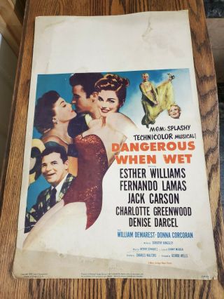 Rare 1953 Cardboard Movie Poster " Dangerous When Wet " With Esther Williams