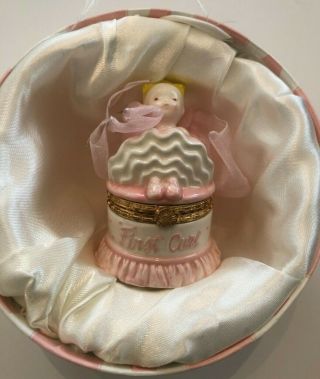 Rare Adorable Mud Pie Princess Baby Girl First Haircut Ceramic Keepsake Box