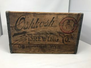 Rare Pre - Prohibition Oshkosh Brewing Co.  Wood Beer Crate Box Oshkosh,  Wi.