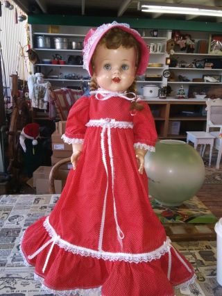 Vintage 22 Inch Ideal Cute Saucy Walker Doll Red Dress 1950 