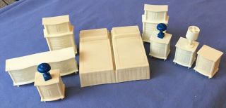 Vintage White Dollhouse Furniture 11 Piece Bedroom Set By Mpc In The 1960s