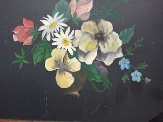 Primitive Antique School Slate Chalk Board Victorian Flowers Daisies Rose 2