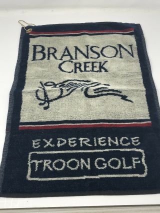 Vintage Branson Creek Golf Towel W/ Ring Clip 14 " X19 " 100 Cotton Blue Gray