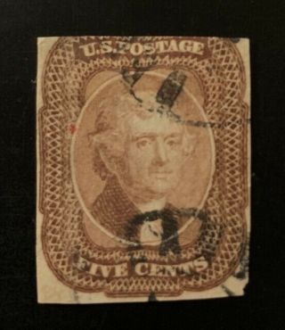 Us Stamp Scott 12 Jefferson 5 Cents 1851 - 57 (rare)