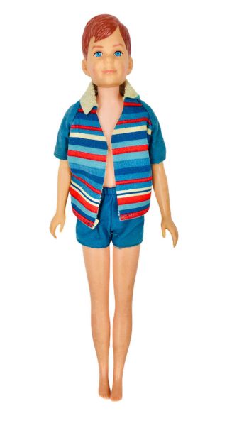 Vintage 1963 Mattel Barbie Ricky Boy Doll Red Head Swimsuit Shorts Shirt Japan