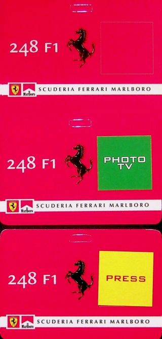 Rare: 3 X Official Ferrari Passes For The Presentation Of The 2006 248 F1 Car