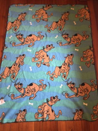 Rare Vintage Scooby Doo Throw Blanket—60”x 46” Teal & Blue