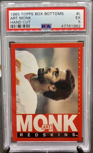 Art Monk 1985 Topps Football Box Bottoms L.  Psa 5 Ex.  Rare Hand Cut.  Low Pop.