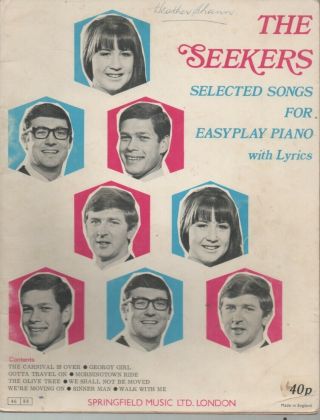 The Seekers Rare 1970 Uk Only Orig 30 Page Sheet Music Book " Easyplay Piano "