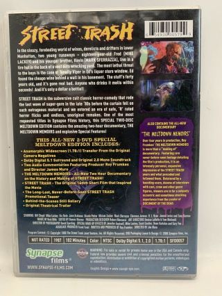 Street Trash rare OOP US 2 disc DVD Synapse Films York horror comedy movie 2