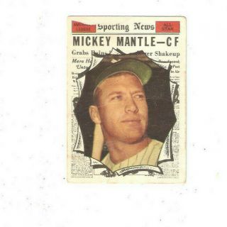 Mickey Mantle 1961 Topps Tsn All Star Vintage Baseball Card 578 Ssp Rare