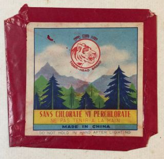 Label Only Old China Tiger Head Brand Firecracker Label Pack,  No Crackers