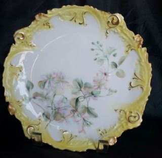 Antique Limoges France Hand Painted Pink Flowers Signed By Artist,  Scalloped