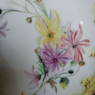 ANTIQUE LIMOGES FRANCE HAND PAINTED FLOWERS SIGNED BY ARTIST,  SCALLOPED 2