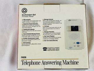 SOUTHWESTERN BELL FREEDOM TELEPHONE Microcassette Answering Machine FA936 2