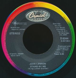 Beatles Very Rare 1986 John Lennon Black Label " Stand By Me " Starline 45 Nm
