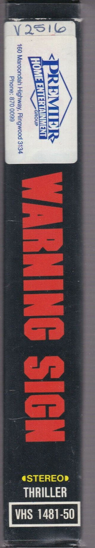 Warning Sign VHS Video Tape,  RARE BIG BOX CASE LARGE EX RENTAL 3