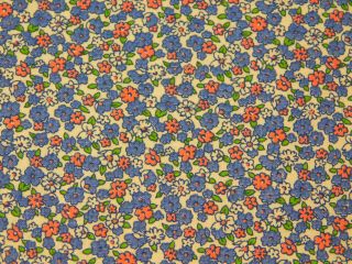 1,  Yard 36 " Wide Vintage Cotton Quilt Fabric Periwinkle Blue Pink Small Print
