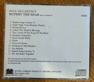 Paul McCartney RUPERT the BEAR demo soundtrack 1990 CD 2333 RARE 2