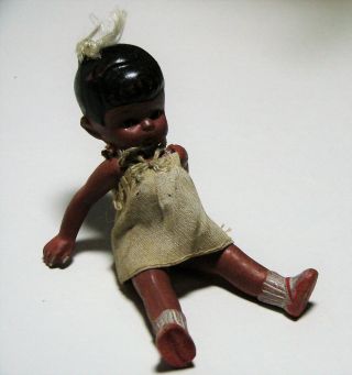 Vintage Black Americana Porcelain Bisque Jointed Girl Doll 4 1/2” Japan