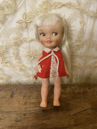 Antique Vintage Heidi 1964 Remco Pocket Book Blonde Doll Red Dress